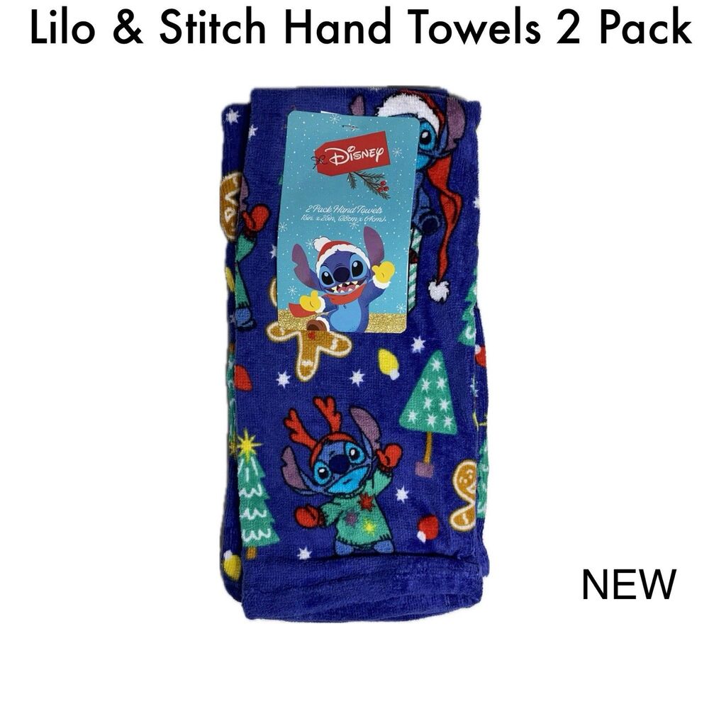Lilo & Stitch Disney Christmas Hand Towels 2 Pack New Holiday